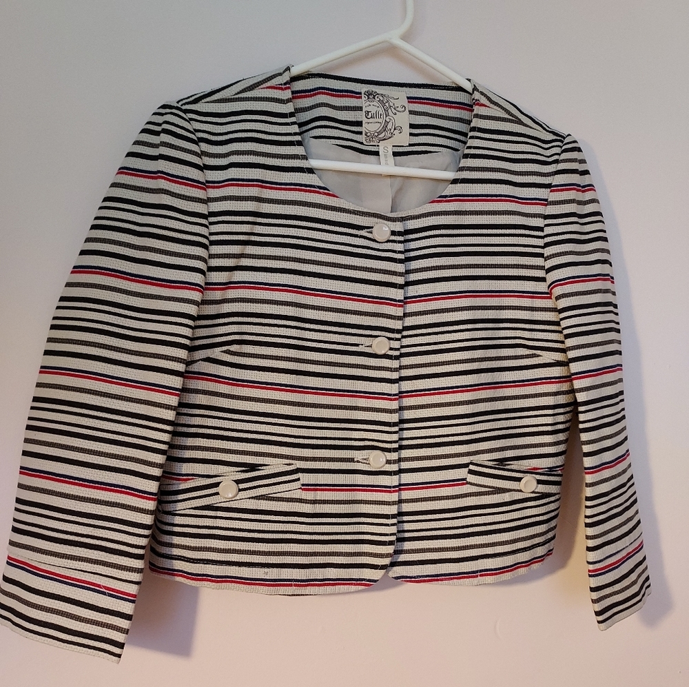 Tulle Original Chic Unique Striped Bolero style lined blazer Stylish Office